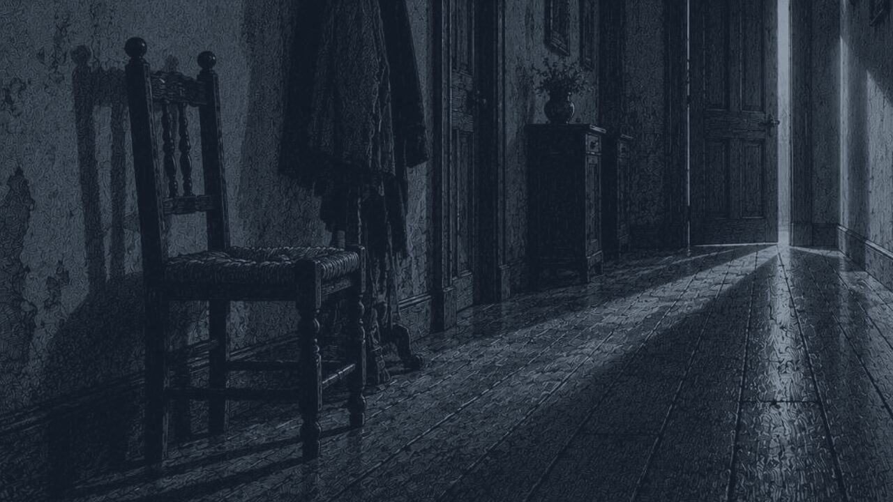 El elíxir de larga vida — La puerta entreabierta, ilustración de la colección Clásicos