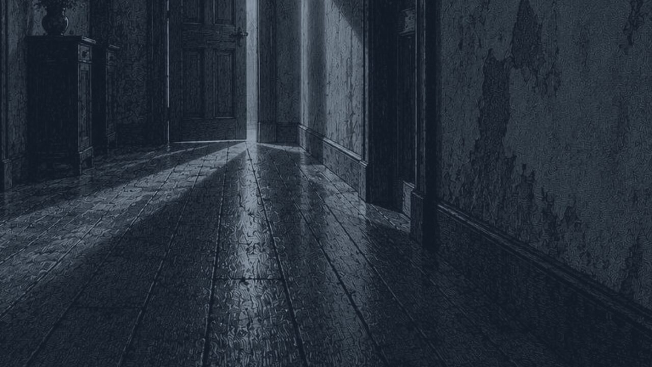 El fantasma de Canterville — La puerta entreabierta, ilustración de la colección Clásicos