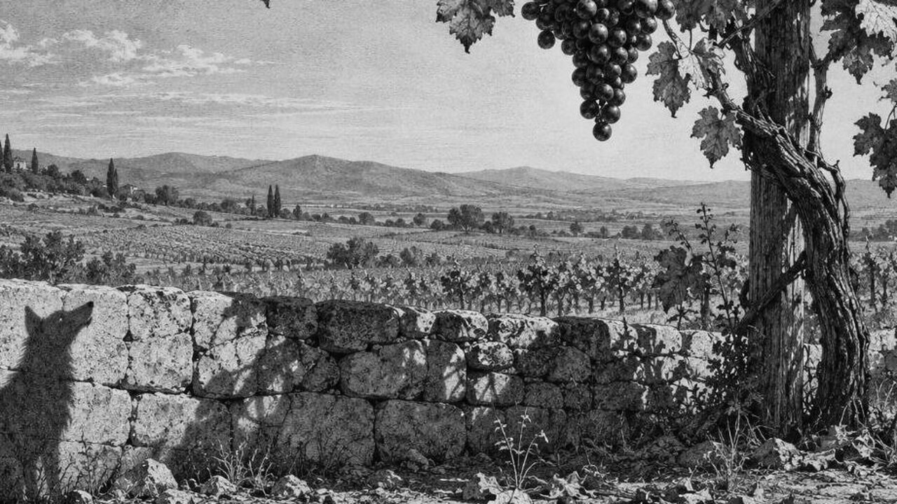 El milano y la gaviota — La zorra y las uvas, ilustración de la colección Clásicos