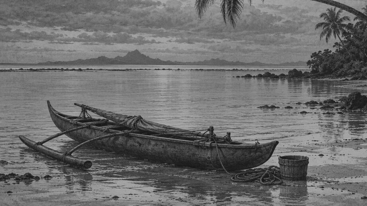 En la estera de Makaloa — Los mares del Sur, ilustración de la colección Clásicos