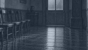 Hombre temeroso — Sala de espera, ilustración de la colección Clásicos