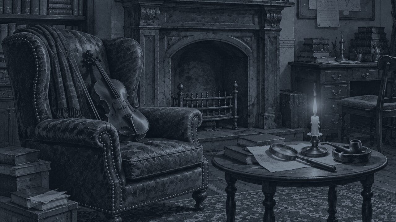 La aventura de la casa vacía — La lupa y el violín, ilustración de la colección Clásicos