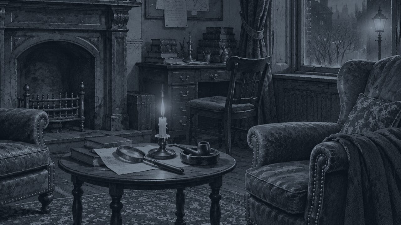 La aventura de la inquilina del velo — La lupa y el violín, ilustración de la colección Clásicos