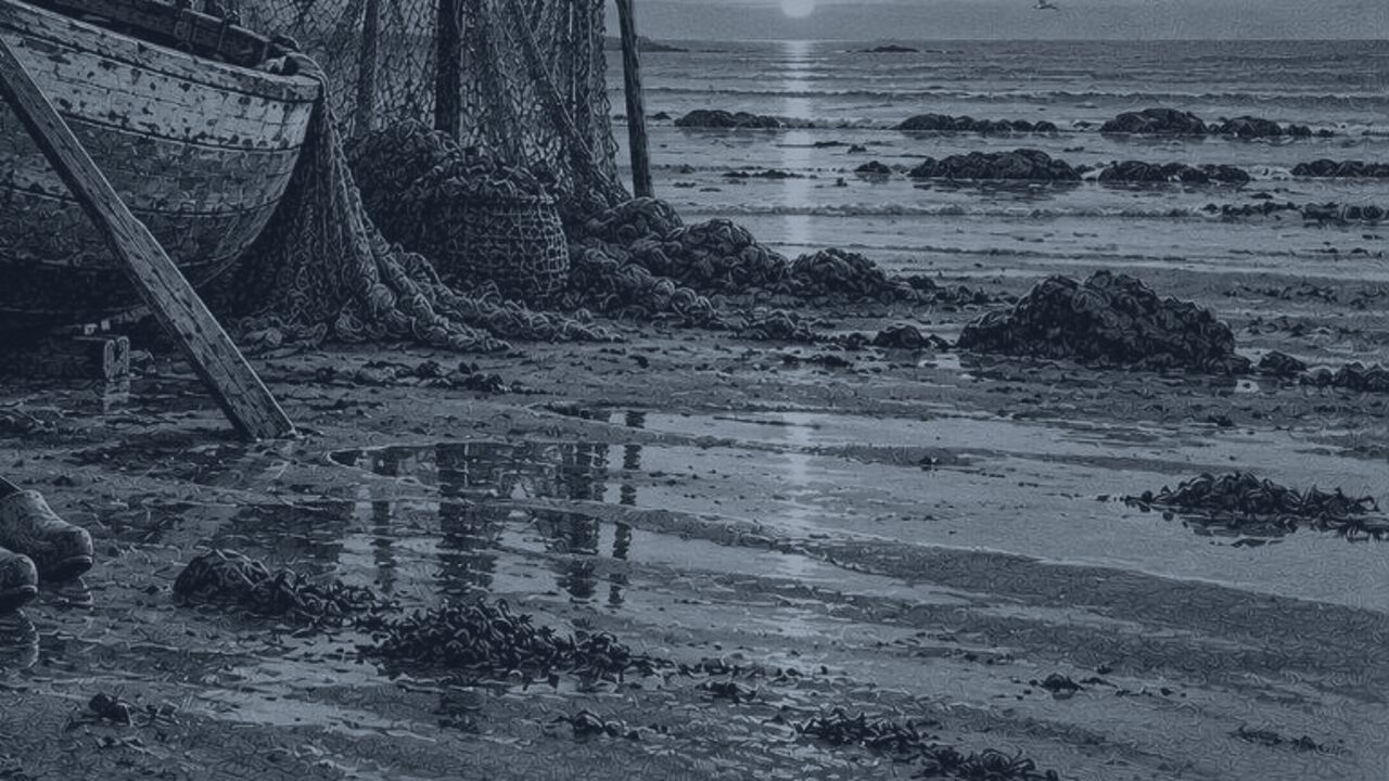 La barca abandonada — Tierra y mar, ilustración de la colección Clásicos