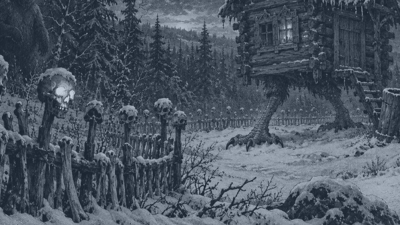 La bruja Baba Yaga — Zares, brujas y osos, ilustración de la colección Clásicos