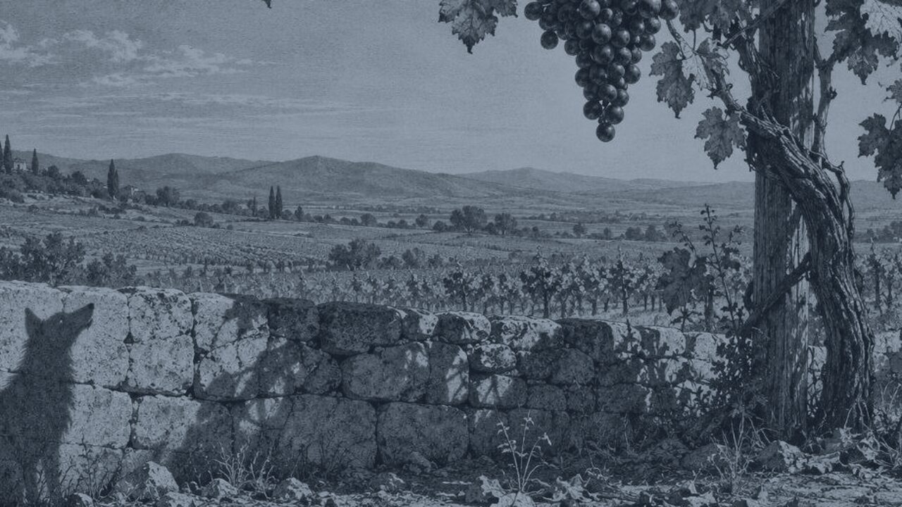 La gaviota, el espino y el murciélago — La zorra y las uvas, ilustración de la colección Clásicos