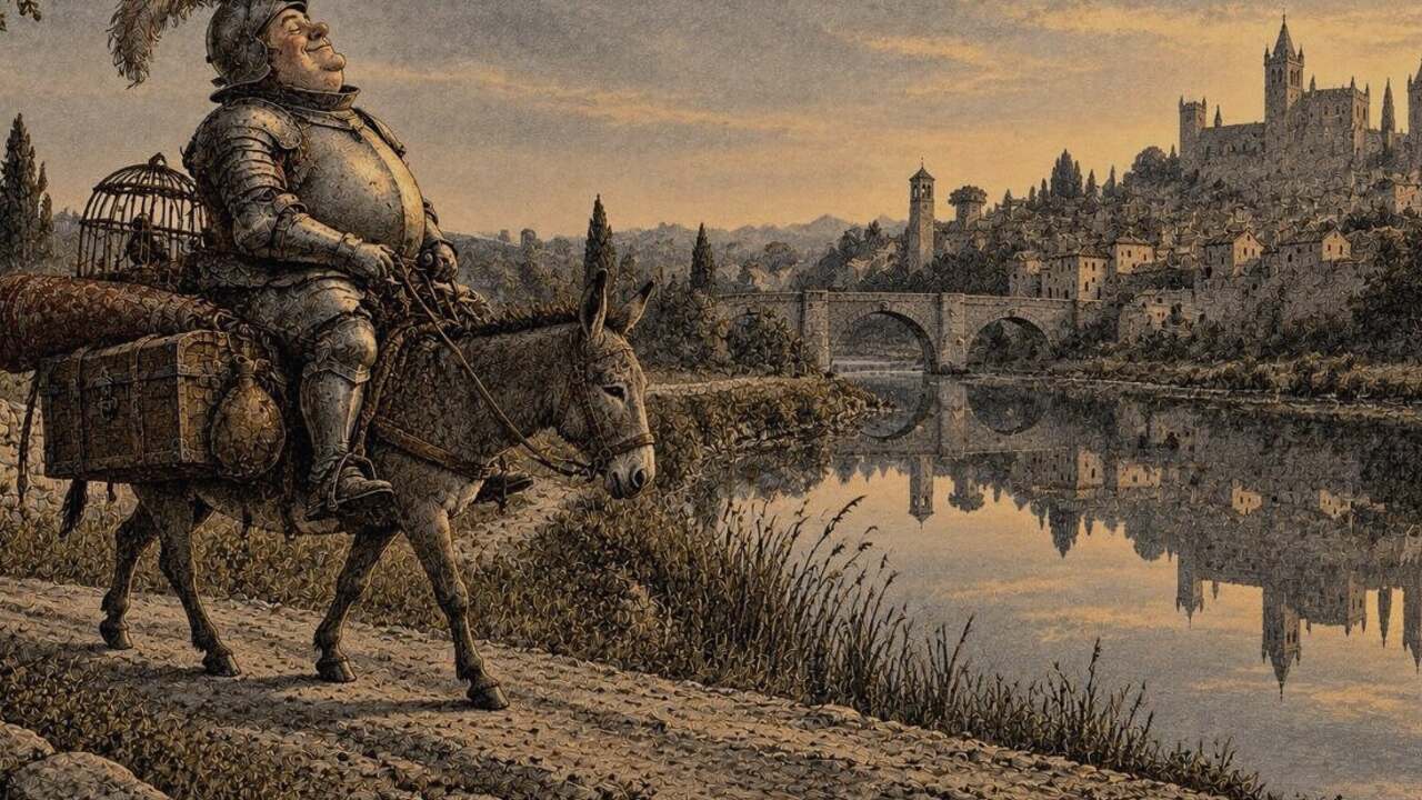 Paseo de una ciudad francesa de principios del siglo XX, en tono azulado