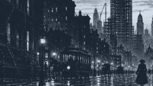 Psique y el rascacielos — La ciudad grande, ilustración de la colección Clásicos