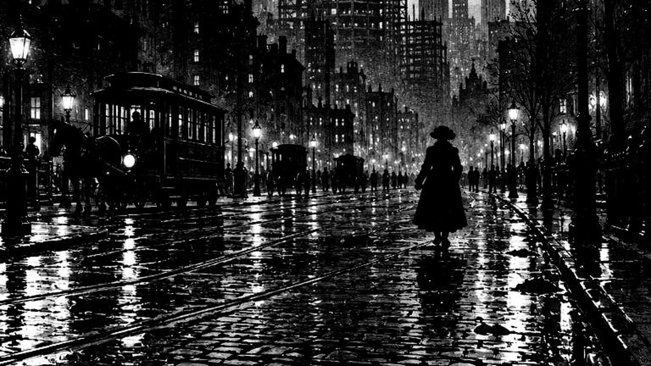 Rutina — La ciudad grande, ilustración de la colección Clásicos