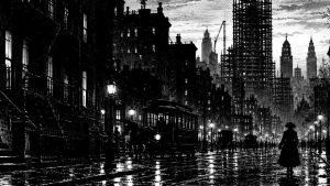 Tercero incluido — La ciudad grande, ilustración de la colección Clásicos