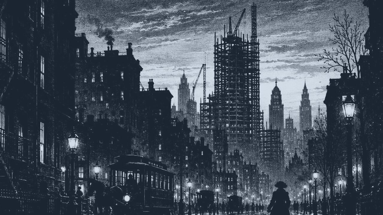 Un hombre de ciudad — La ciudad grande, ilustración de la colección Clásicos