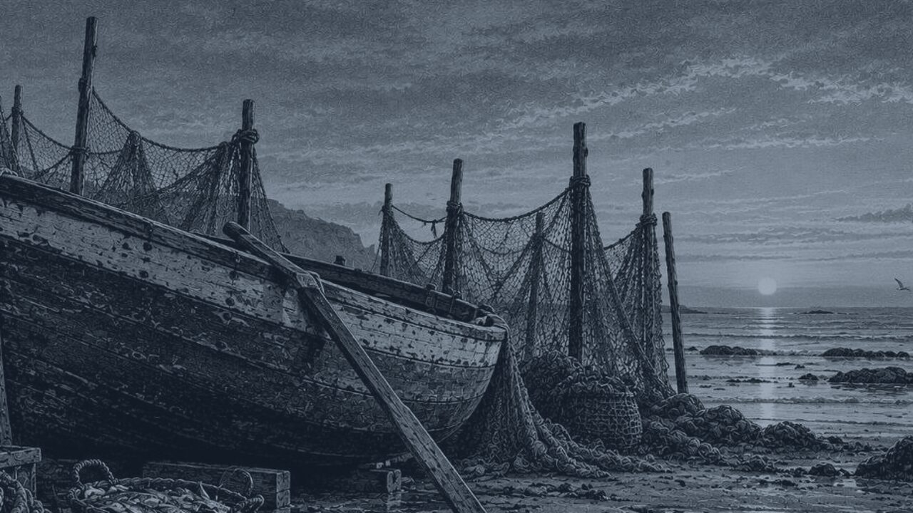 Un idilio nihilista — Tierra y mar, ilustración de la colección Clásicos