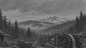 Una noche en Wingdam — La suerte de Roaring Camp, ilustración de la colección Clásicos