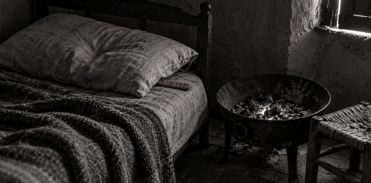 El asiento del brasero — Herencia, cenizas y silencio: la cama, el palo de las muescas y el brasero encendido
