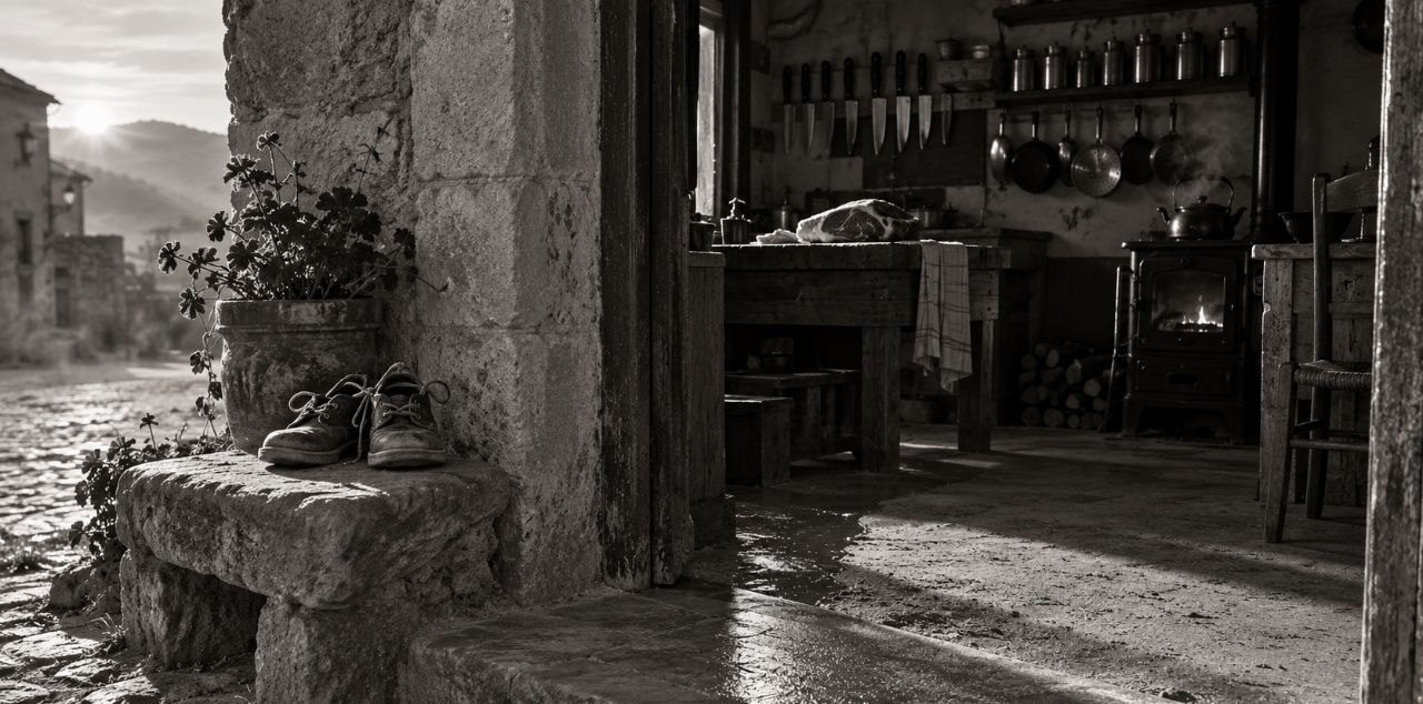 Raso y colmado — Herencia, cenizas y silencio: el umbral barrido, los zapatos en el poyo y la cocina en orden