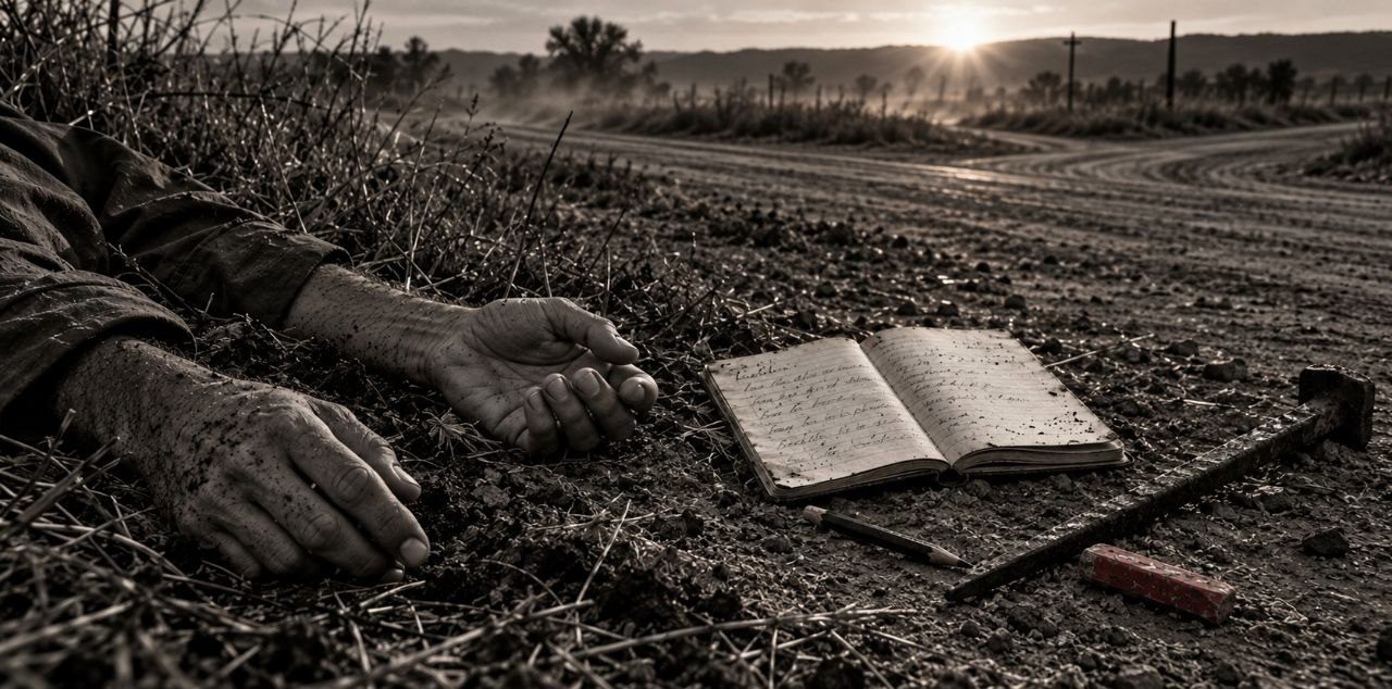 Rojo de marcar — Herencia, cenizas y silencio: el cuaderno de renglones ilegibles junto al camino y las manos del que anota